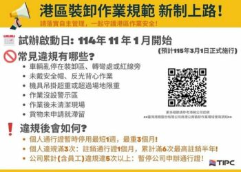 11/1起試辦!港務公司新港區作業安全規定:違規將暫停通行證使用