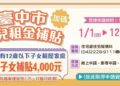中市育兒租金補貼1/1開放申請  每名子女補助4千元且無子女數上限