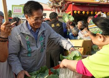 用行動力挺菜農 民進黨嘉義縣長參選人黃榮利 首批免費發送2500顆高麗菜給鄉親