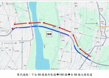 台88線西向萬丹至大發匝道間  調整路面施工時間實施夜間交管