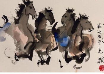萬馬奔騰  氣象萬千  毛驥畫馬，一個「驥」字就涵括
