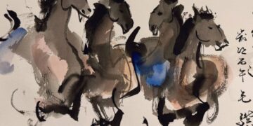 萬馬奔騰  氣象萬千  毛驥畫馬，一個「驥」字就涵括