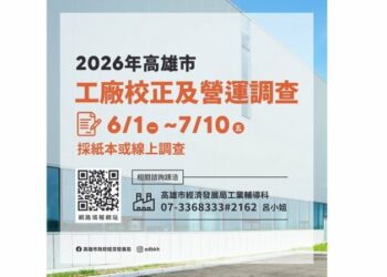 高雄市115年工廠校正調查6/1開跑！ 網路申報即時又便利