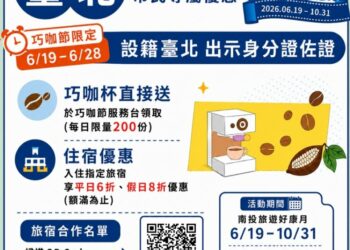 「南投旅遊好康月」26日登場 消費有效期限提早自6月19日巧咖節開幕起