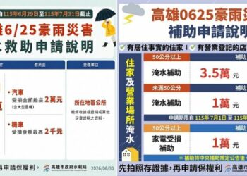 高市府全力協助0625豪雨災後復原 補助自7/1起開始申請