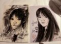 兩岸夜市都有素描畫家  現場寫生  碳筆寫真