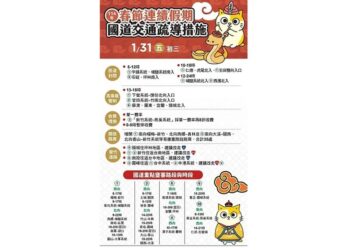 初三車潮湧現 國道17處壅塞路段及高乘載管制